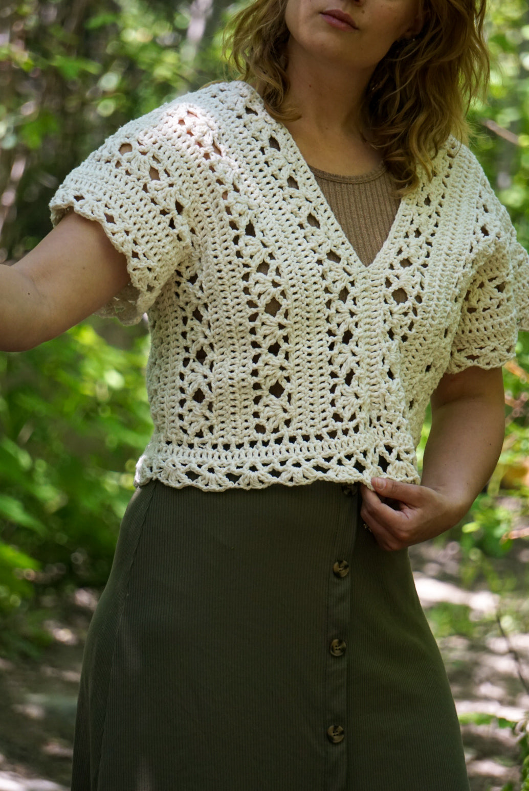 Crochet V-neck Lace Top