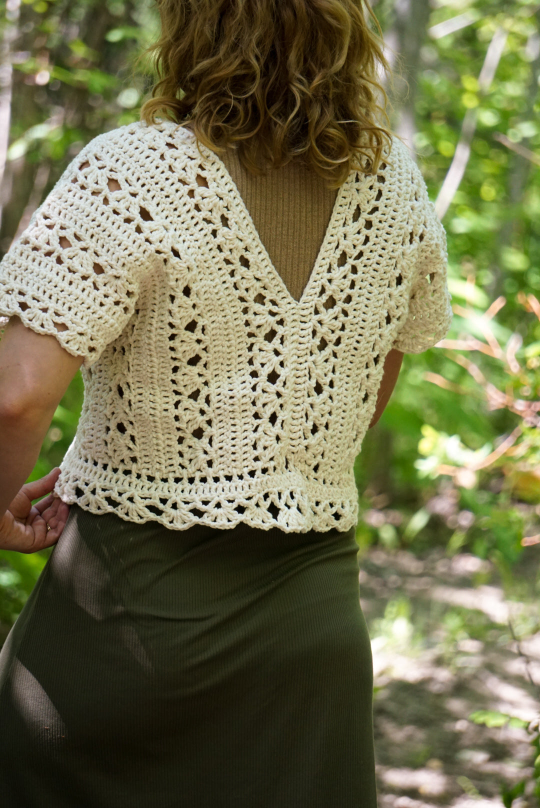 Crochet V-neck Lace Top